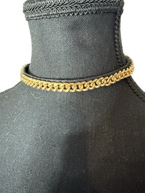 Velvet Gold Tone Chain Choker Necklace Snaps Gothcore Punk Y2K